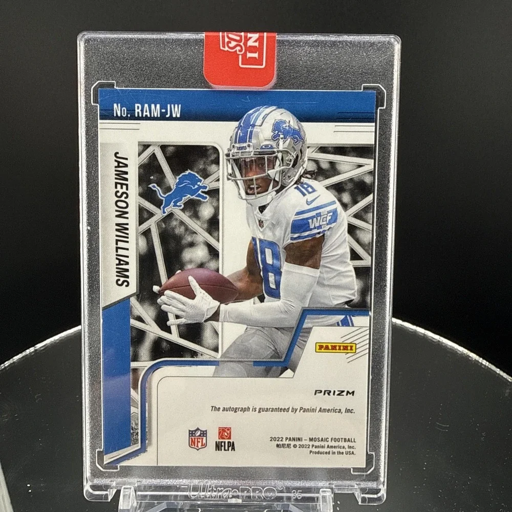 2022 Panini Mosaic Rookie Autographs Mosaic Jameson Williams #RAM-JW Mosaic Red
